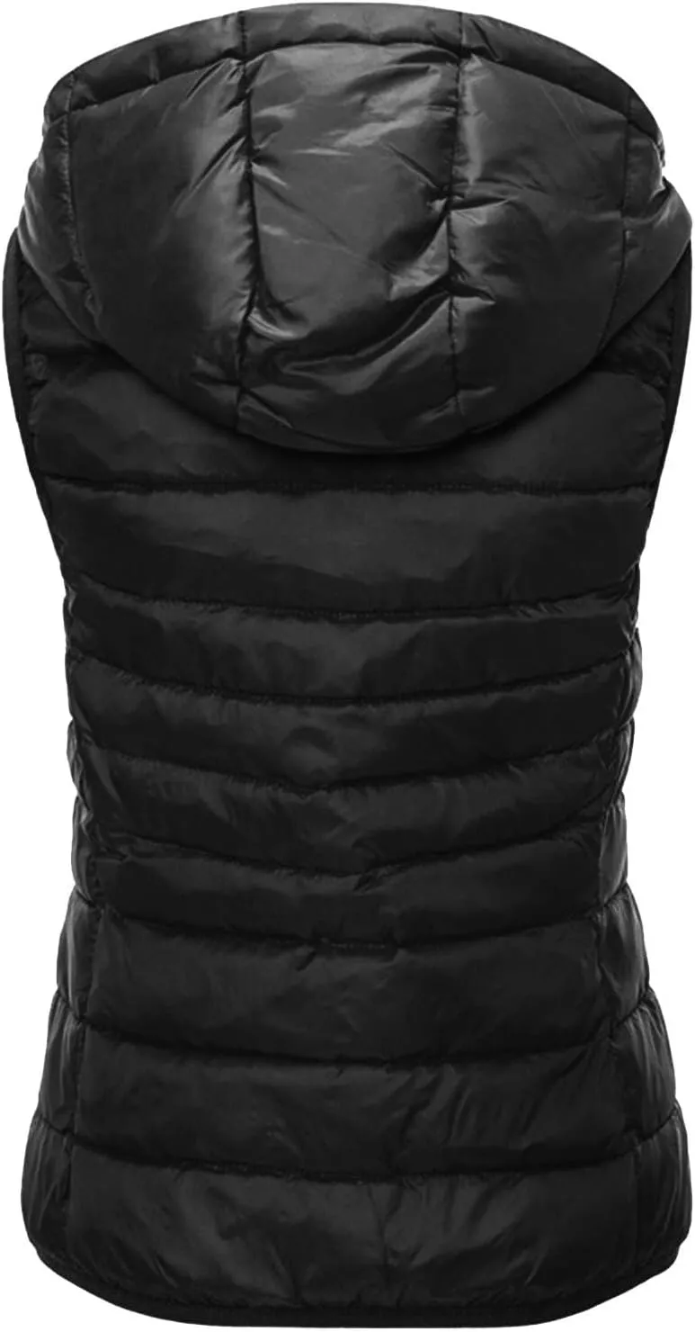 Women's Vests for Fall Winter Lightweight Hooded Vest Warm Coats Sleeveless Down Jacket Water Resistant Puffer Vest