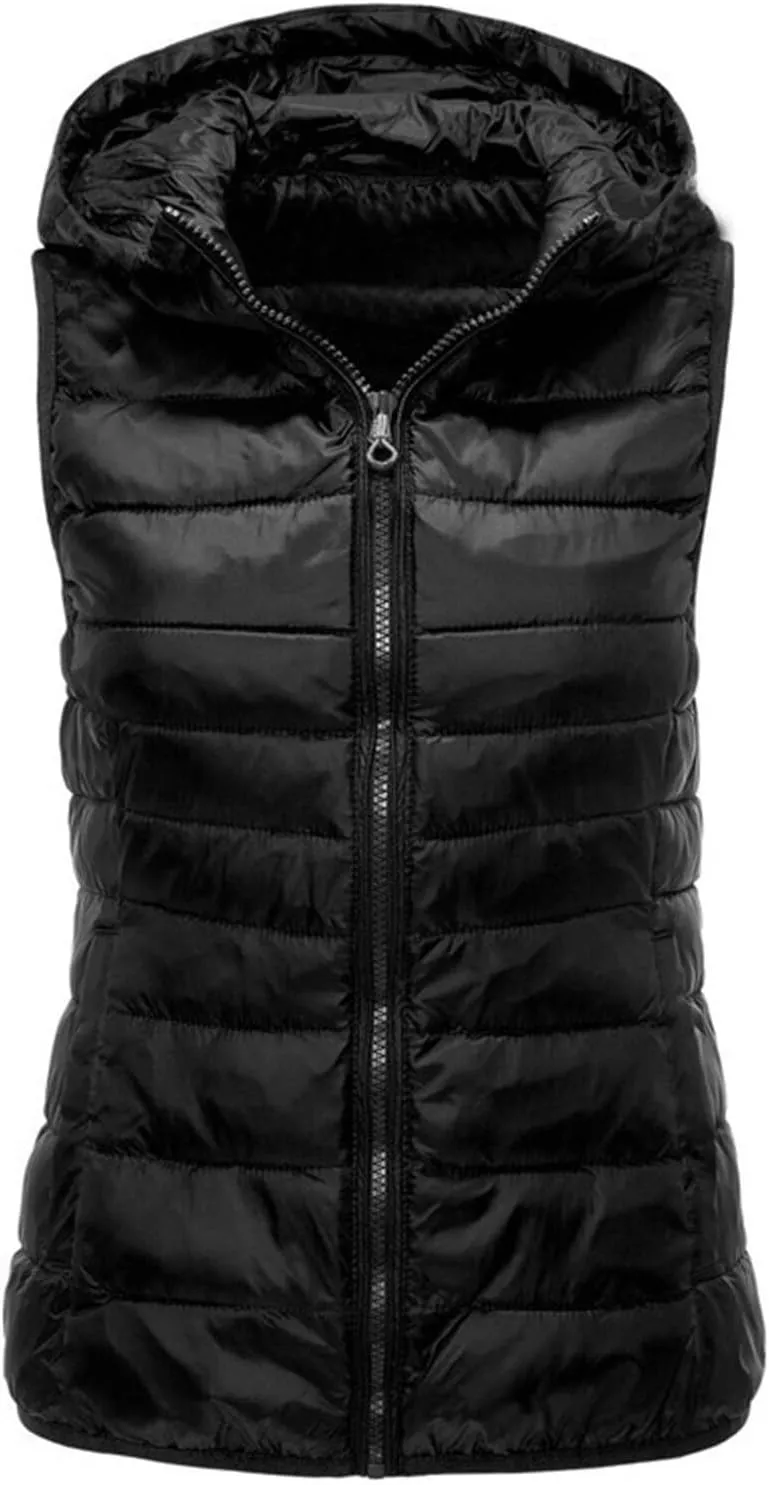 Women's Vests for Fall Winter Lightweight Hooded Vest Warm Coats Sleeveless Down Jacket Water Resistant Puffer Vest