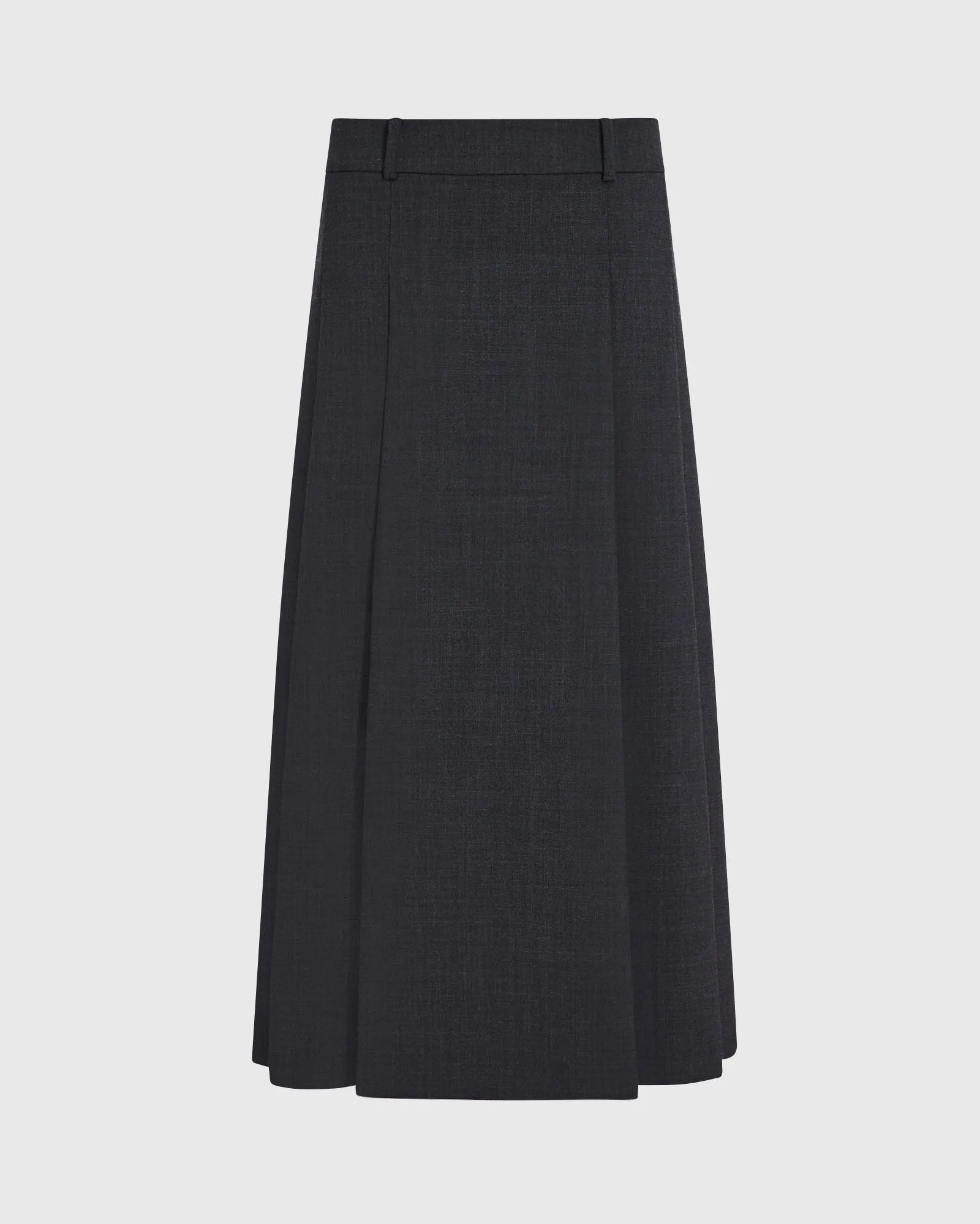 Wool Blend Pleated Midi Skirt